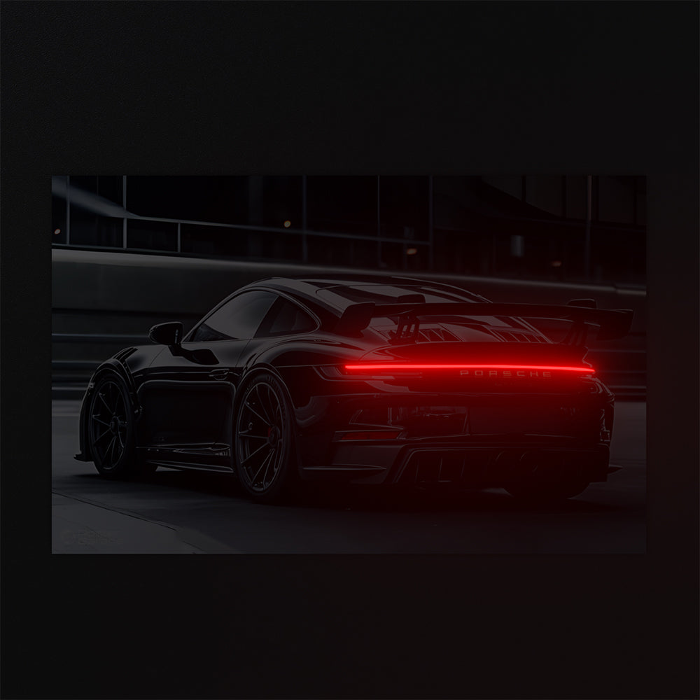 Porsche Black - Neon LED Car Poster