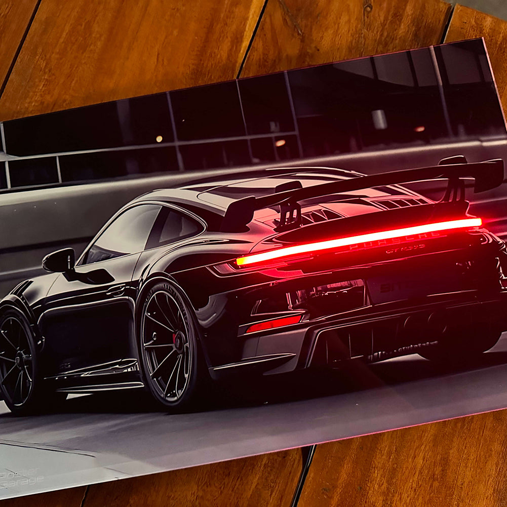 Porsche Black - Neon LED Car Poster