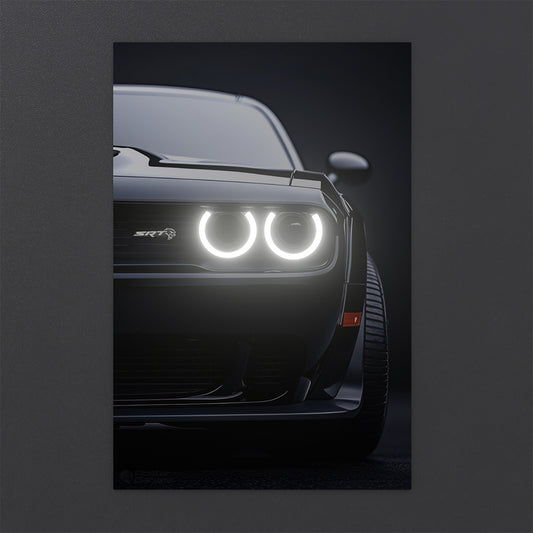 Dodge Challenger SRT Hellcat - Neon LED Car Poster