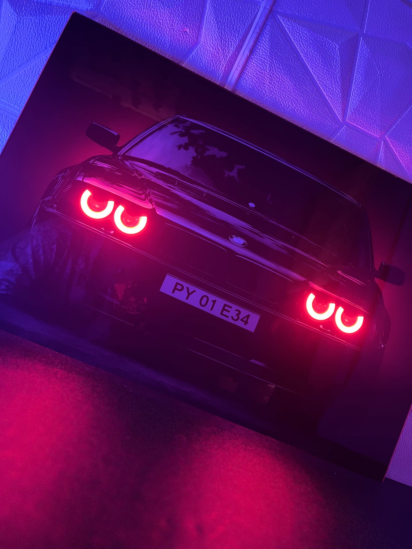 BMW E38 - Neon LED Car Poster