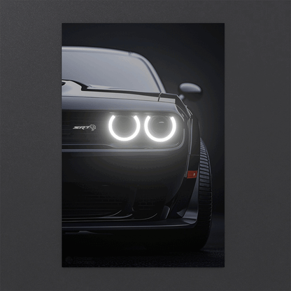 Dodge Challenger SRT Hellcat - Neon LED Car Poster